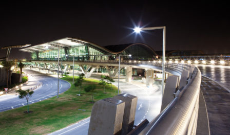 hamad international airport at night