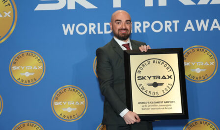Bahrain international airport wins world's cleanest airport up to 25 million passengers award